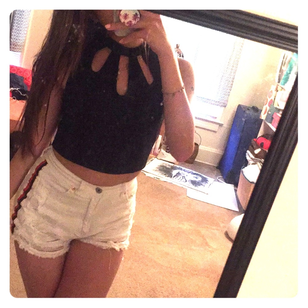 Forever 21 black zippered crop top